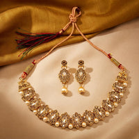 Darshana Jewels Designer Austrian Stone Pota Stone & Pearl Necklace Set for Women(Pack of 3)