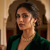 Darshana Jewels Designer Austrian Stone Pota Stone & Pearl Necklace Set for Women