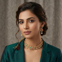 Darshana Jewels Designer Austrian Stone Pota Stone & Pearl Necklace Set for Women(Pack of 3)