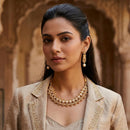 Darshana Jewels Traditional Pota Stone Austrian Stone & Pearl Necklace Set for Women 