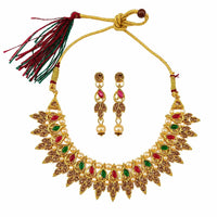 Darshana Jewels Traditional Pota Stone Austrian Stone & Pearl Necklace Set for Women (Pack of 3)