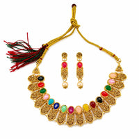 Darshana Jewels Designer Austrian Stone Pota Stone & Pearl Necklace Set for Women(Pack of 3)