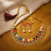 Darshana Jewels Designer Austrian Stone Pota Stone & Pearl Necklace Set for Women(Pack of 3)