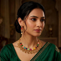 Darshana Jewels Designer Austrian Stone Pota Stone & Pearl Necklace Set for Women