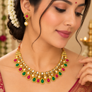 Urthn Gold Plated Pearl & Crystal Necklace Set for Women Traditional Jewellery (Pack of 6)