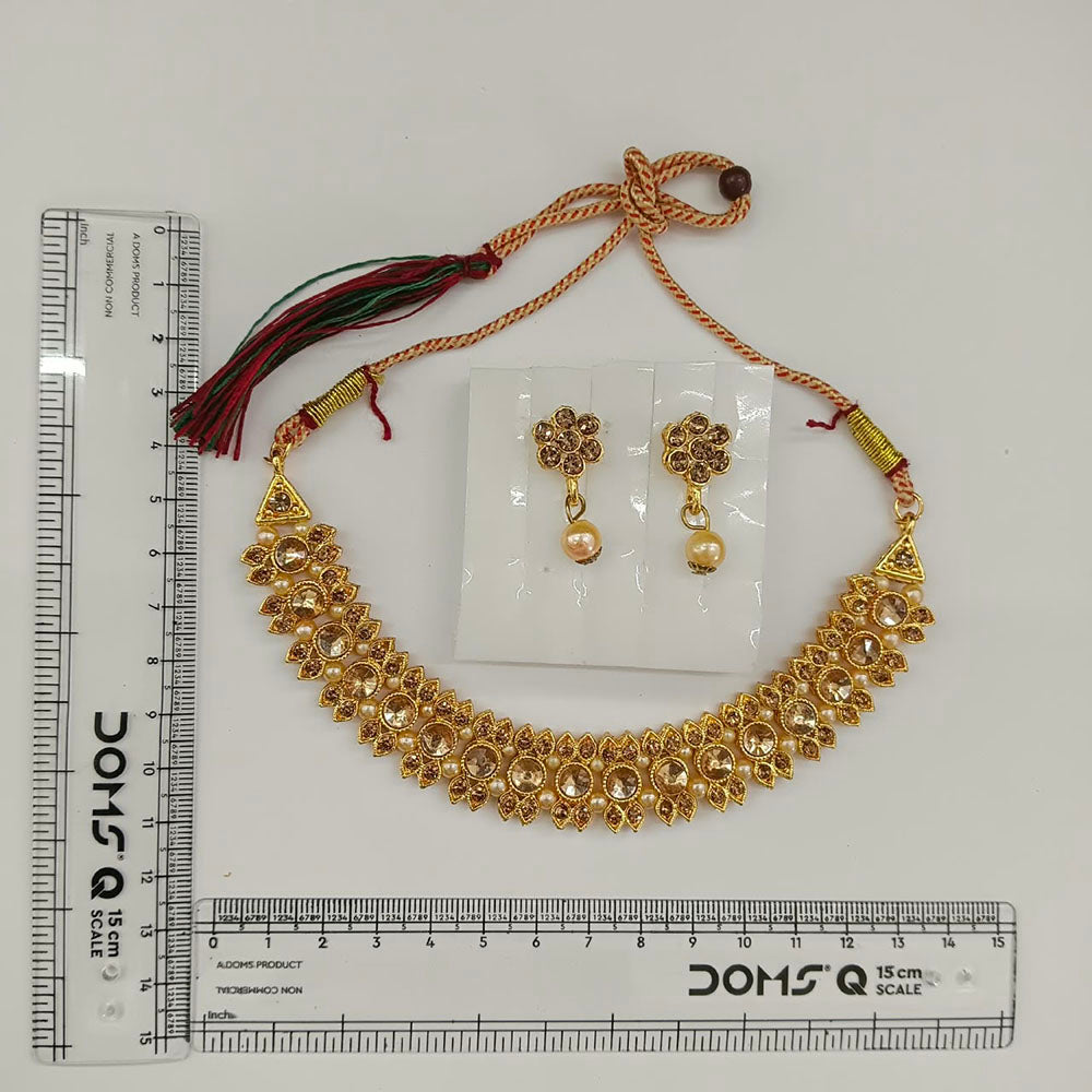 Urthn Gold Plated Pearl & Crystal Necklace Set for Women Traditional Jewellery (Pack of 6)