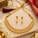 Urthn Gold Plated Pearl & Crystal Necklace Set for Women Traditional Jewellery 