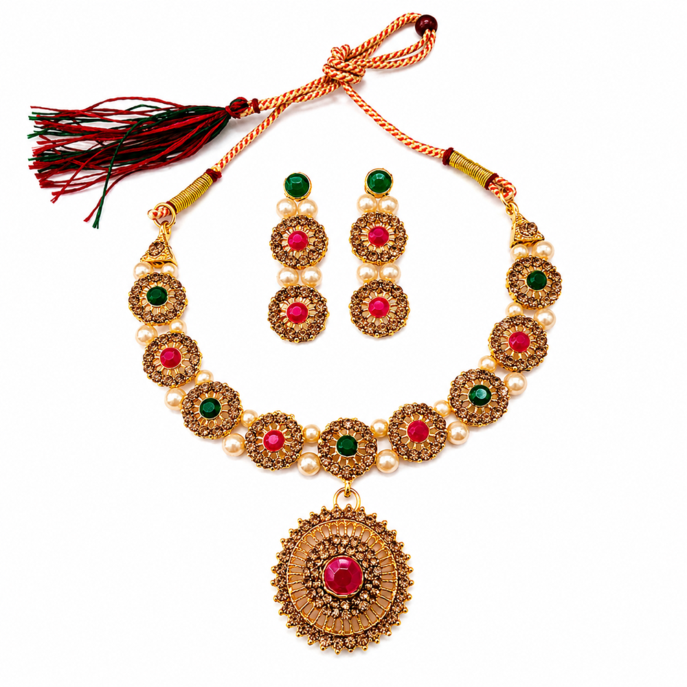 Urthn Beautiful Crystal & Austrian Stone Jewellery Set for Women Festive & Special Occasions(Pack of 3)