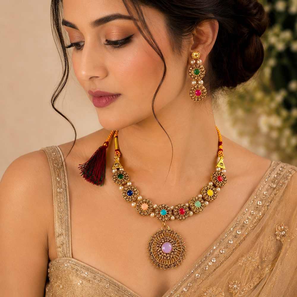 Urthn Beautiful Crystal & Austrian Stone Jewellery Set for Women Festive & Special Occasions