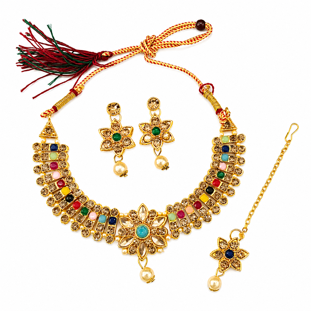 Urthn Beautiful Crystal & Austrian Stone Jewellery Set for Women Festive & Special Occasions(Pack of 3)