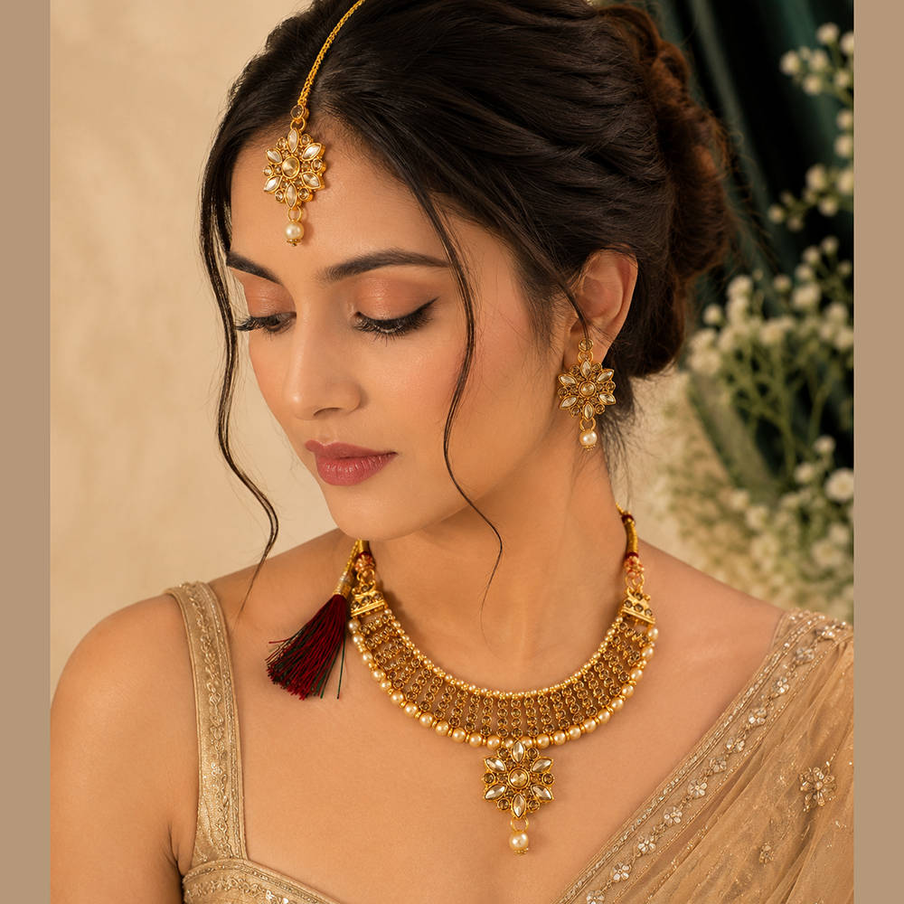 Urthn Beautiful Crystal & Austrian Stone Jewellery Set for Women Festive & Special Occasions