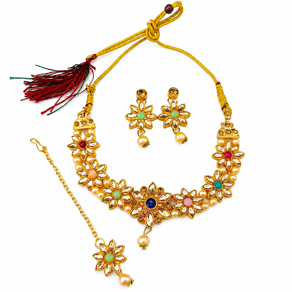 Urthn Beautiful Crystal & Austrian Stone Jewellery Set for Women Festive & Special Occasions(Pack of 3)