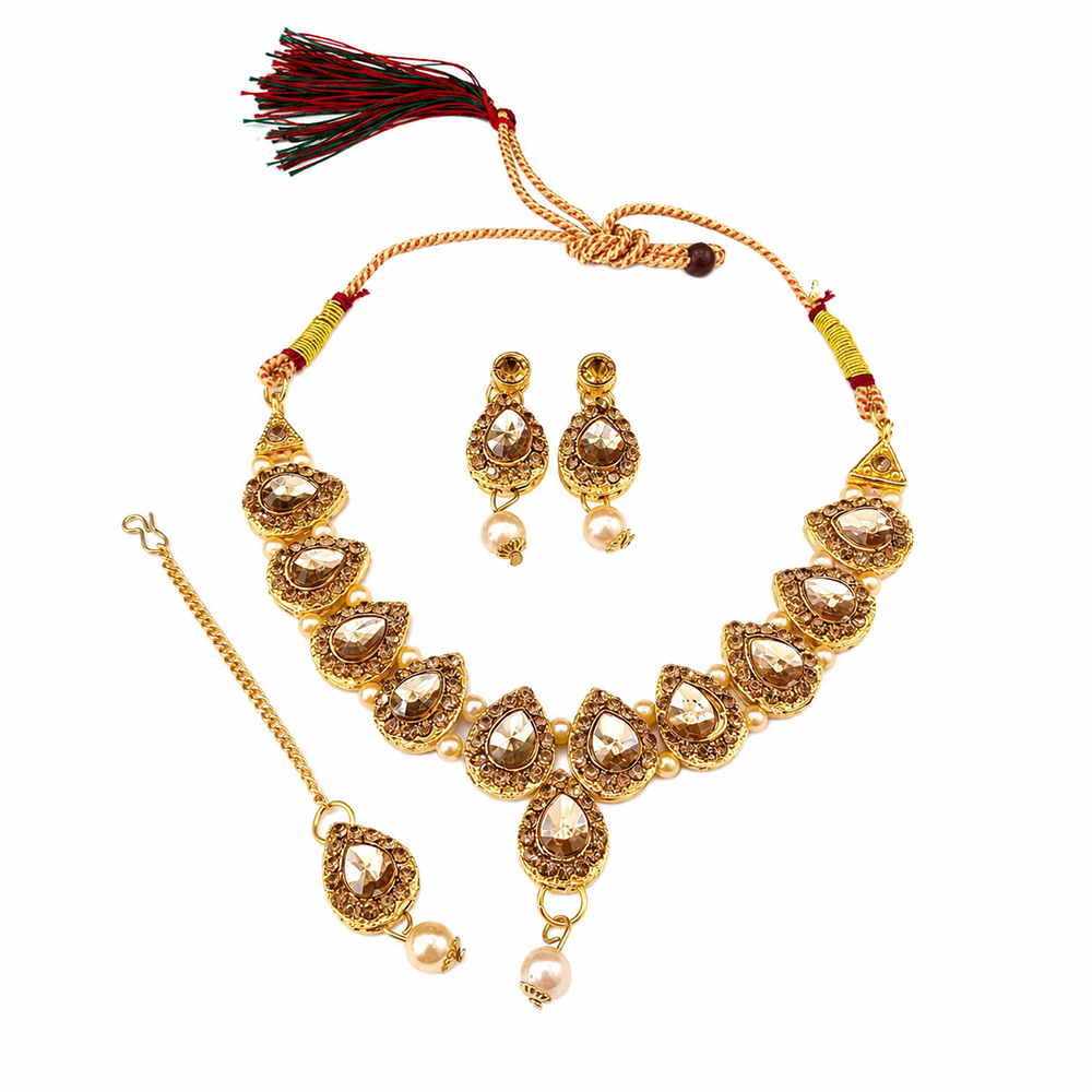 Urthn Beautiful Crystal & Austrian Stone Jewellery Set for Women Festive & Special Occasions(Pack of 3)
