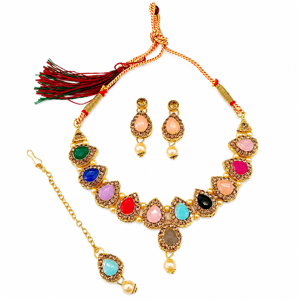 Urthn Beautiful Crystal & Austrian Stone Jewellery Set for Women Festive & Special Occasions(Pack of 3)