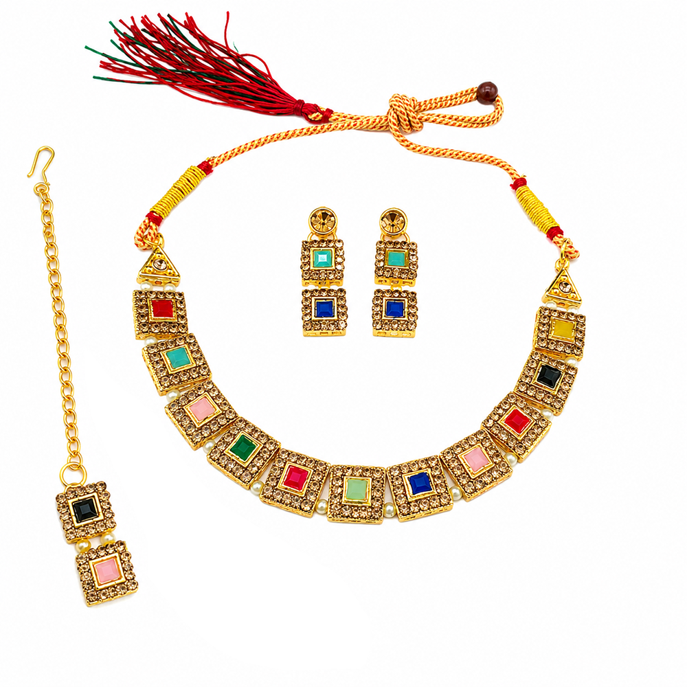 Urthn Beautiful Crystal & Austrian Stone Jewellery Set for Women Festive & Special Occasions(Pack of 3)
