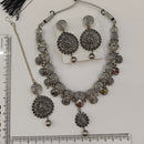Urthn Oxidised Plated Pota Stone Traditional Jewellery Set