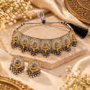 Urthn 2 Tone Plated Fashion Choker Necklace Set for Women