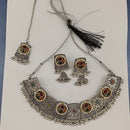 Urthn 2 Tone Plated Pota Stone And Pearl Fashion Choker Necklace Set for Women