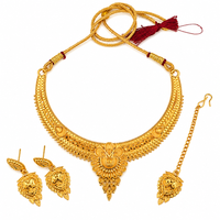 Urthn Traditional Gold Plated Necklace Set with Maangtikka | Elegant Ethnic Jewellery for Women(Pack Of 3 )