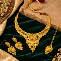 Urthn Traditional Gold Plated Necklace Set with Maangtikka | Elegant Ethnic Jewellery for Women