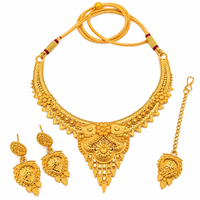 Urthn Elegant Gold Plated Ethnic Necklace Set with Maangtikka | Wedding & Special Occasion Jewellery(Pack Of 3 )