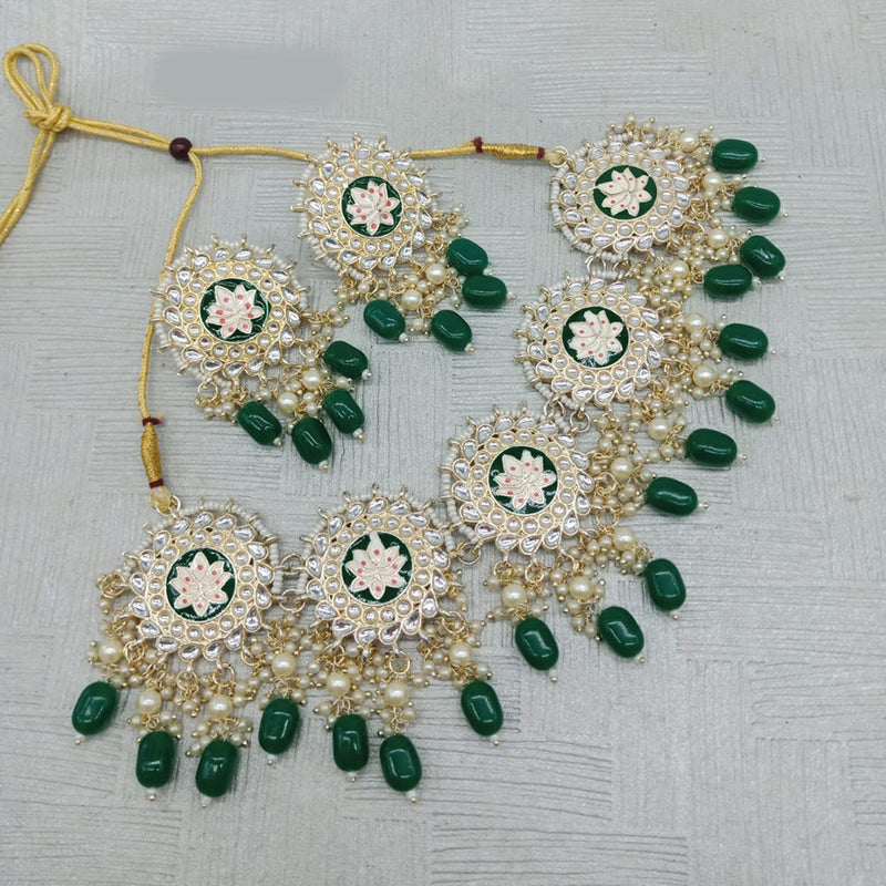 Everlasting Quality Jewels Gold Plated Kundan And Meenakari Choker Necklace Set