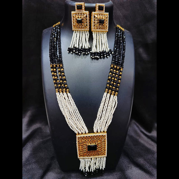 Everlasting Quality Jewels Gold Plated Crystal Stone And Pearl Long Necklace Set