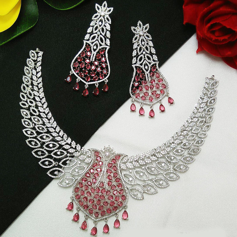 Everlasting Quality Jewels Silver Plated AD Necklace Set
