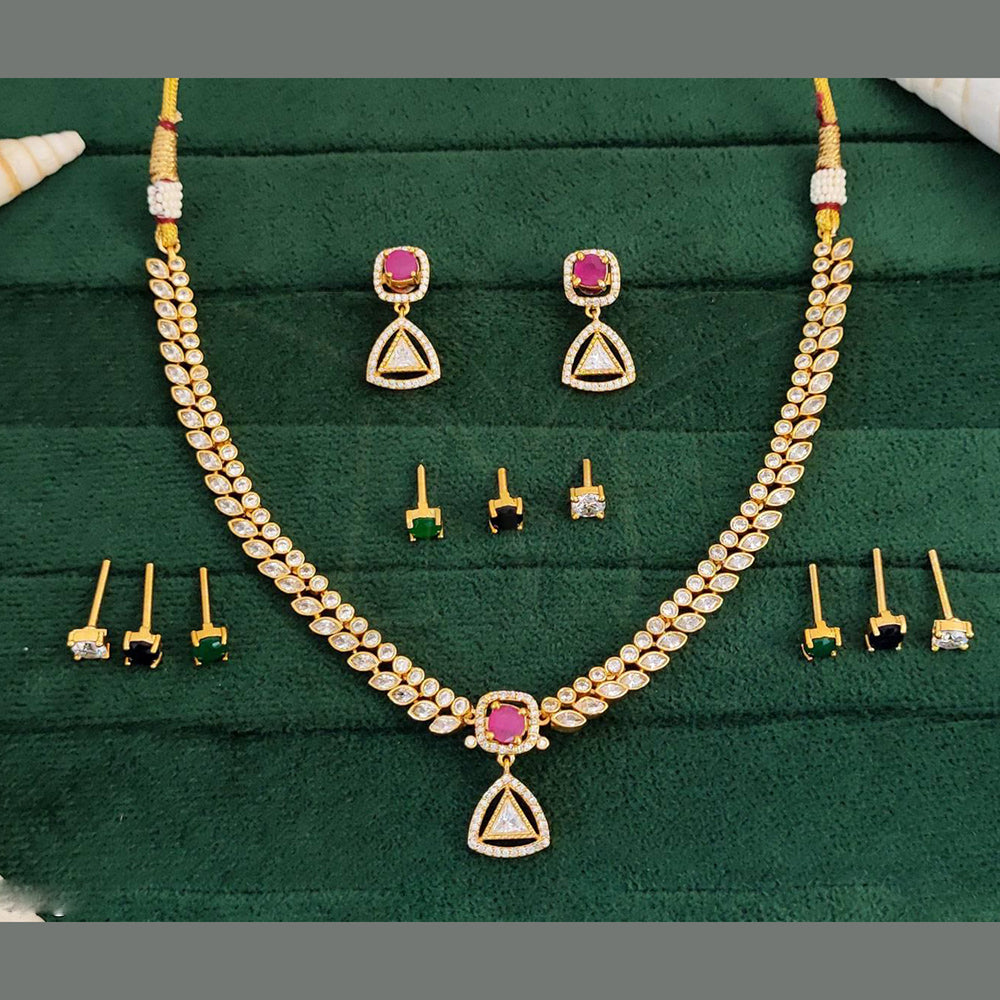 Everlasting Quality Jewels Gold Plated American Daimonds Necklace Set 