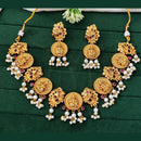 Everlasting Quality Jewels Gold Plated Pota And Beads Temple Necklace Set