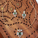 Everlasting Quality Jewels Gold Plated Pota And Beads Temple Necklace Set