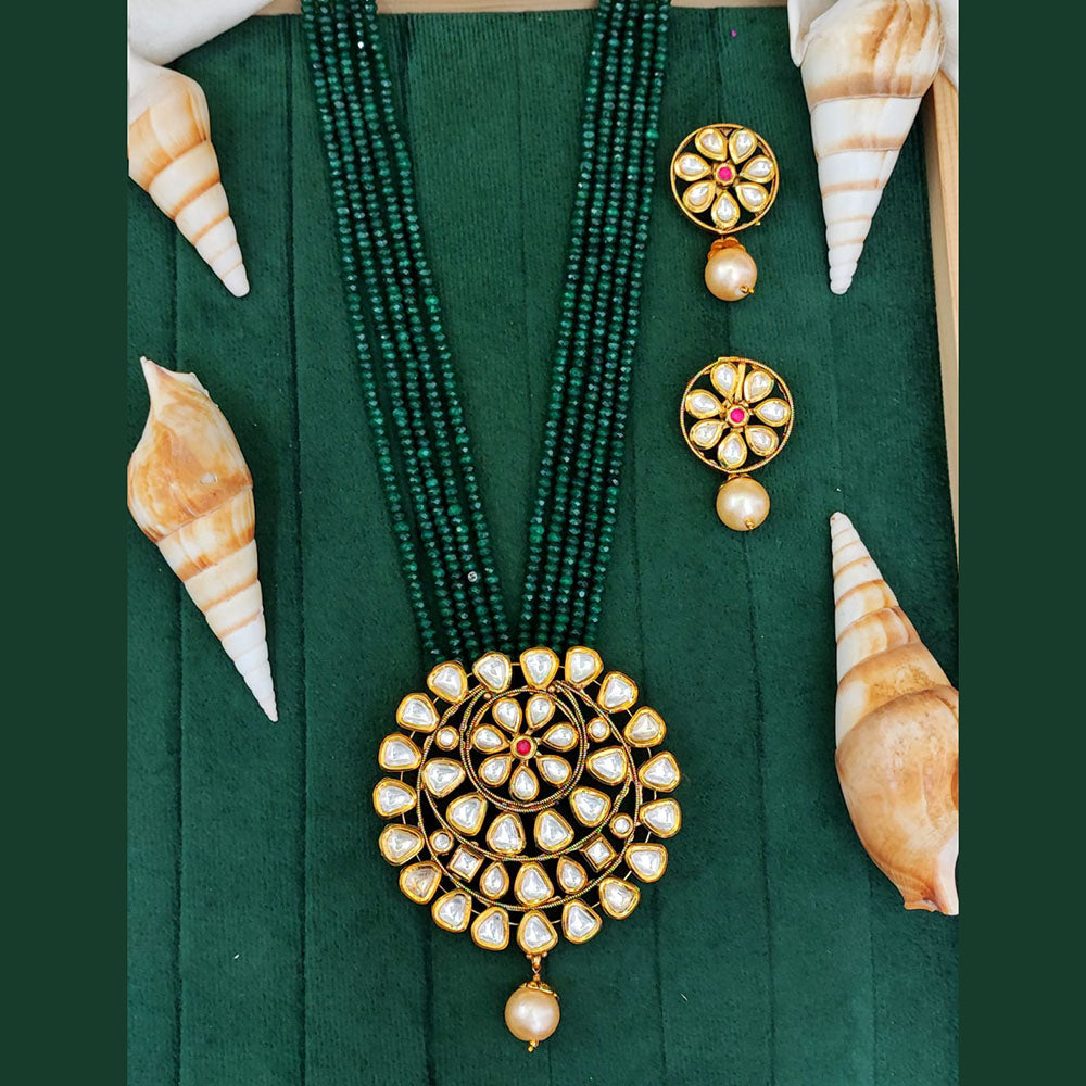 Everlasting Quality Jewels Gold Plated Kundan And Pearl Necklace Set 