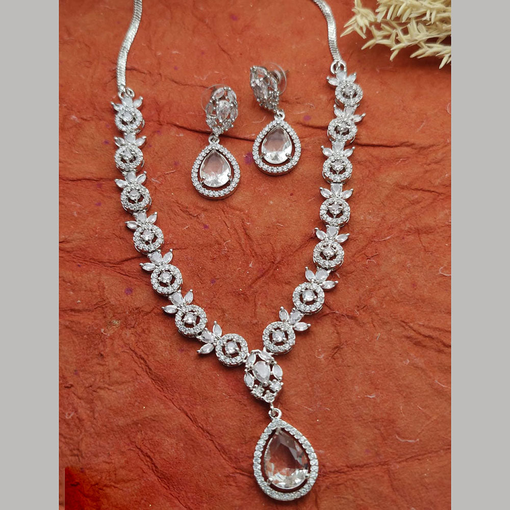 Everlasting Quality Jewels Gold Plated American Diamond Necklace Set 