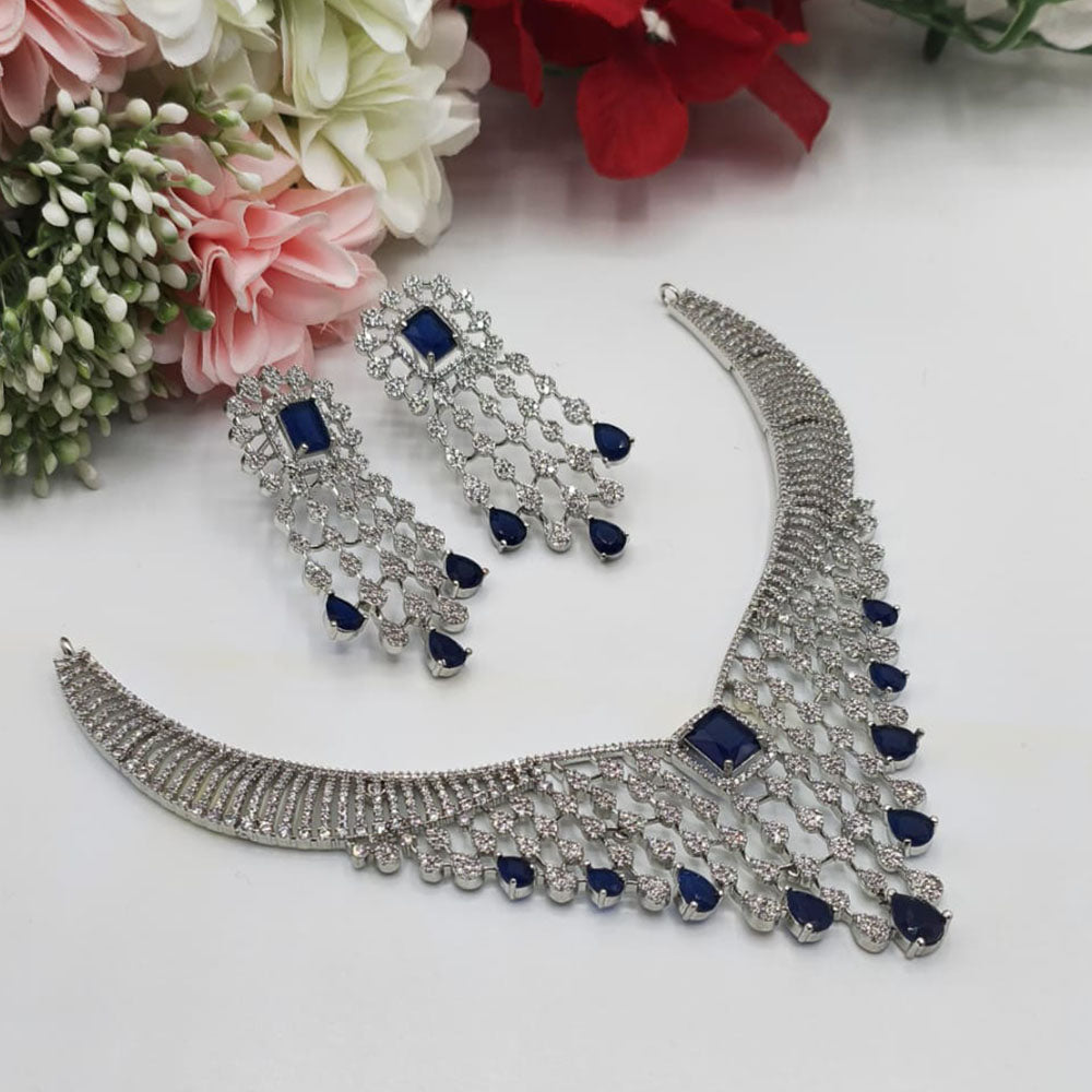 Everlasting Quality Jewels Gold Plated American Diamond Necklace Set 