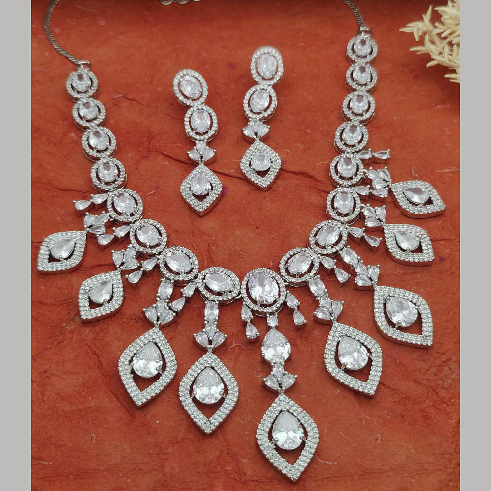 Everlasting Quality Jewels Gold Plated American Diamond Necklace Set 