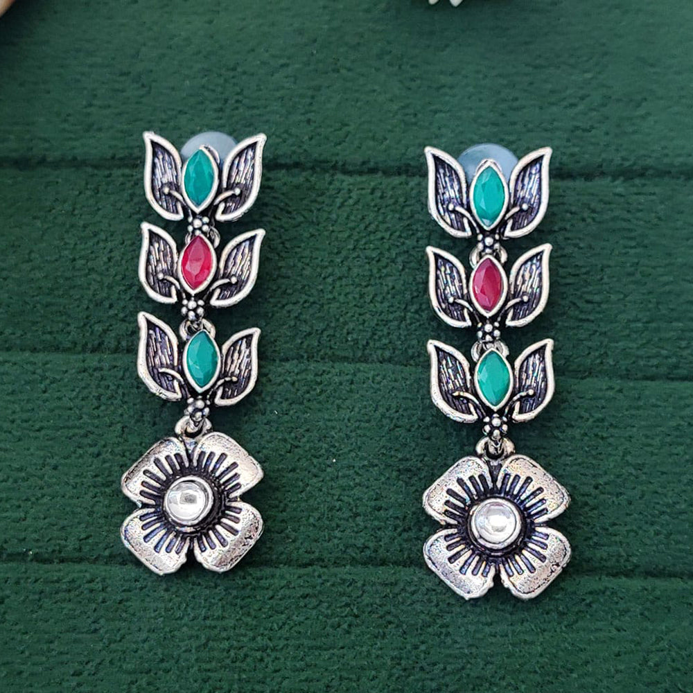 Everlasting Quality Jewels Lightweight Oxidised Pota Stone Dangler Earrings