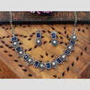 Everlasting Quality Jewels Oxidised Plated Regal Glow Pota Stone Necklace Set