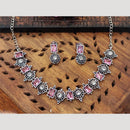 Everlasting Quality Jewels Oxidised Plated Regal Glow Pota Stone Necklace Set