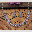 Everlasting Quality Jewels Oxidised Plated Regal Glow Pota Stone Necklace Set