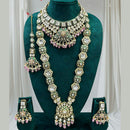 Everlasting Quality Jewels Handcrafted Polki Kundan Stone And Meenakari Long Necklace Set