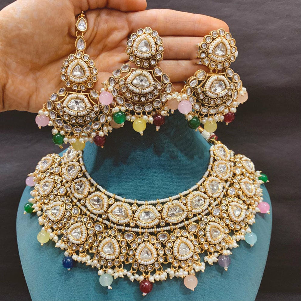 Everlasting Quality Jewels Designer Kundan Stone Pearl And Beads Necklace Set