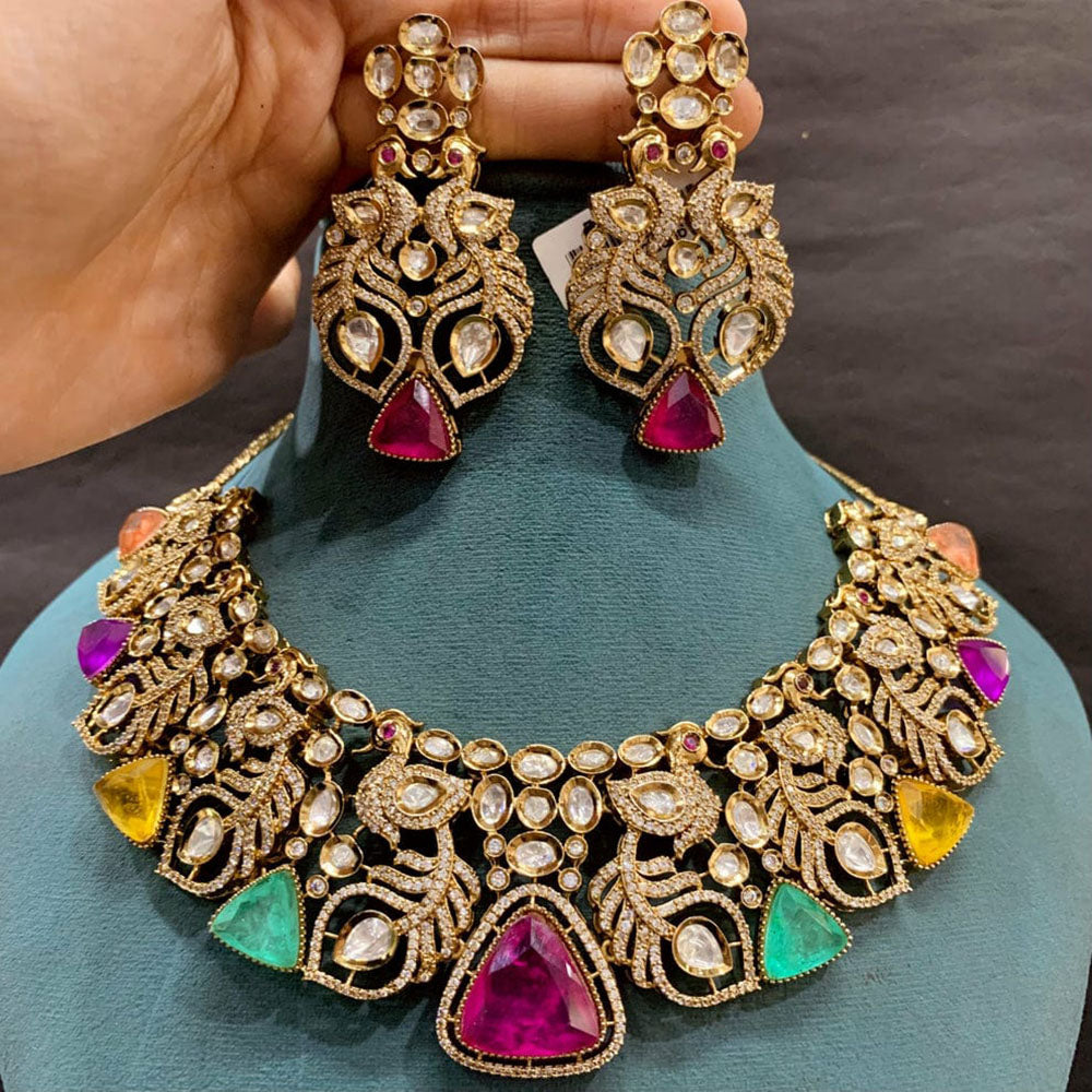 Everlasting Quality Jewels Grand Multicolor Polki Kundan Statement Necklace Set