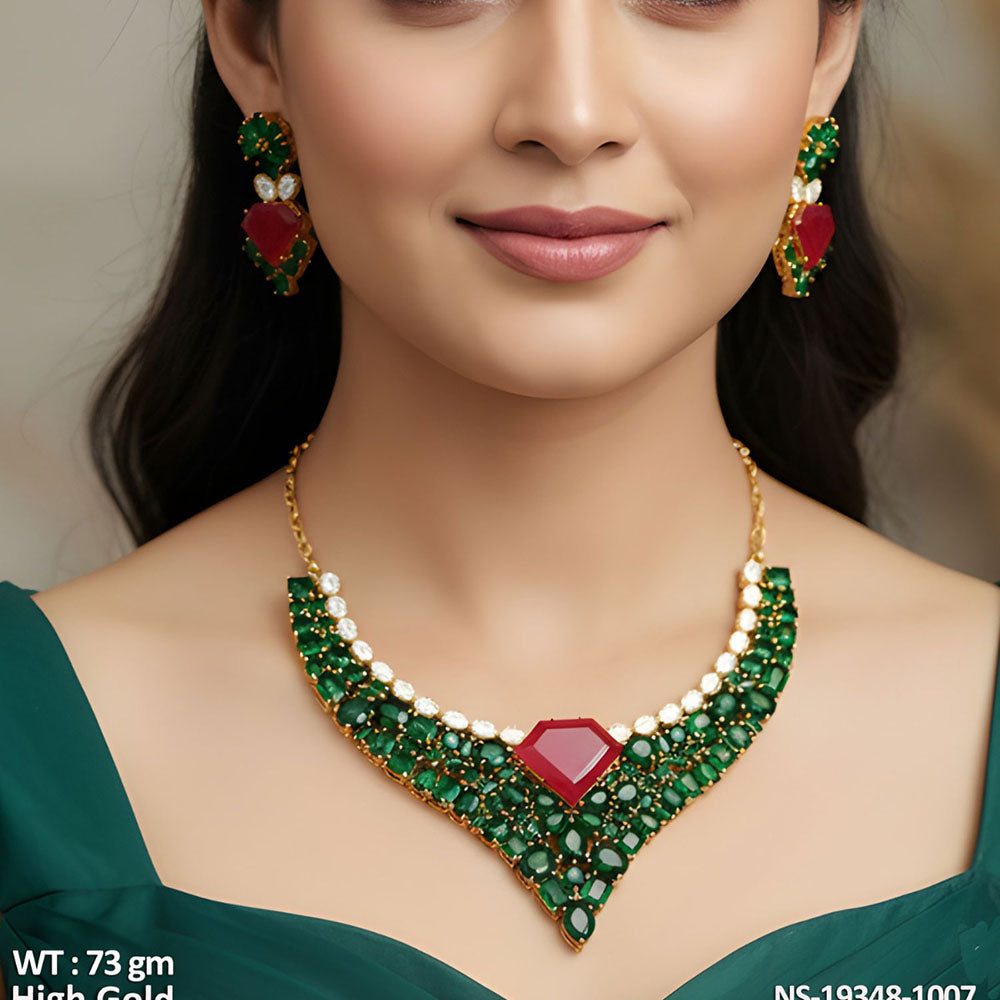 Everlasting Quality Jewels Luxury American Diamond Party Wear Necklace Set