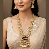 Everlasting Quality Jewels Gajendra Motif Pearl Haram Necklace Set