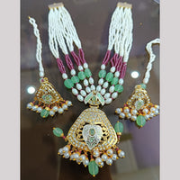 Everlasting Quality Jewels Graceful Pota Stone And Pearl Meenakari Necklace Set