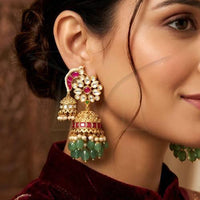Everlasting Quality Jewels Regal Pota Stone And Pearl Jhumki Earrings
