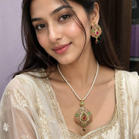 Everlasting Quality Jewels Trendy Pota Stone And Pearl Neckalce Set