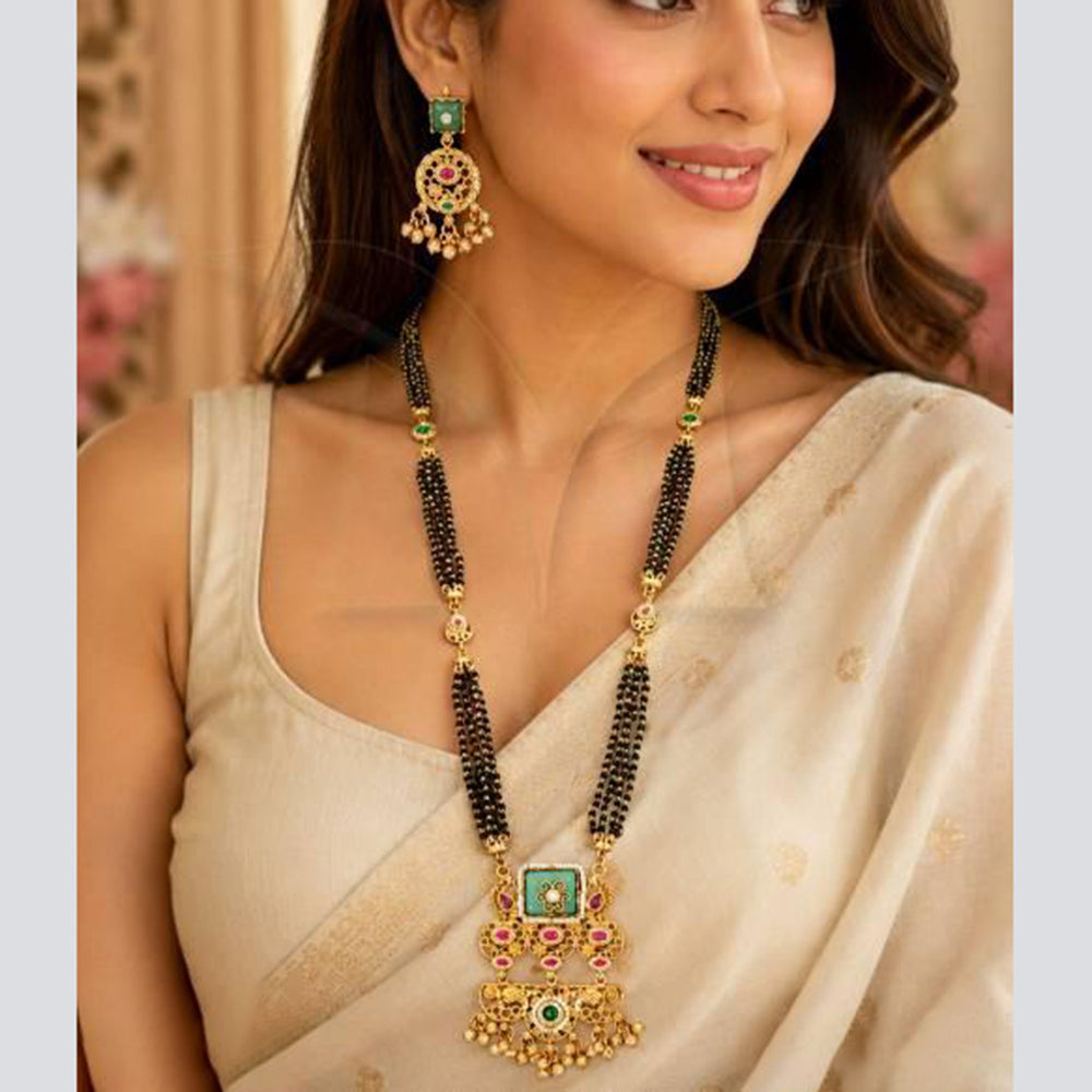 Everlasting Quality Jewels Elegance Designer Pota Stone And Pearl Mangalsutra