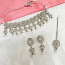 Darshana Jewels Sliver Plated Crystal Stone Choker Necklace Set