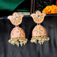 Darshana Jewels Gold Plated Mennakari Jhumki Earrings